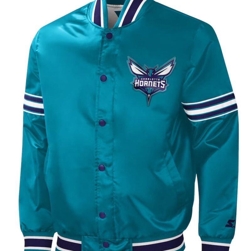 Slider Charlotte Hornets Teal Varsity Satin Jacket