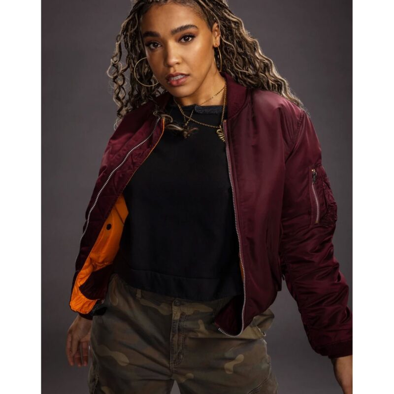 Charmed Lucy Barrett Maroon Bomber Jacket