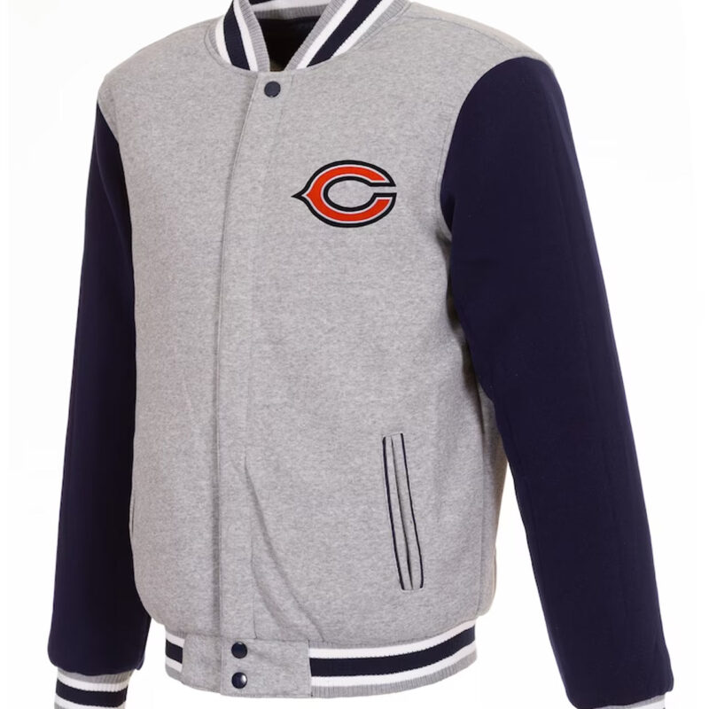 Chicago Bears Navy and Gray Varsity Wool Jacket