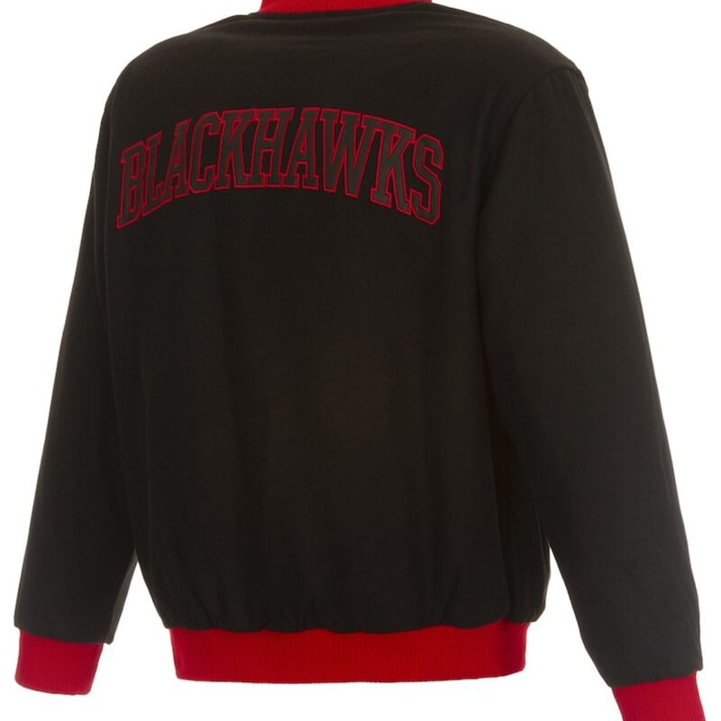 Chicago Blackhawks Commemorative Black Wool Varsity Jacket