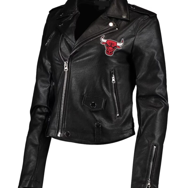 Chicago Bulls Black Moto Leather Jacket