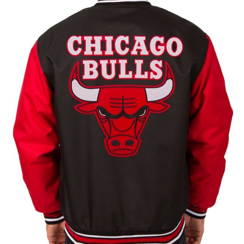 Chicago Bulls Poly Twill Black and Red Jacket