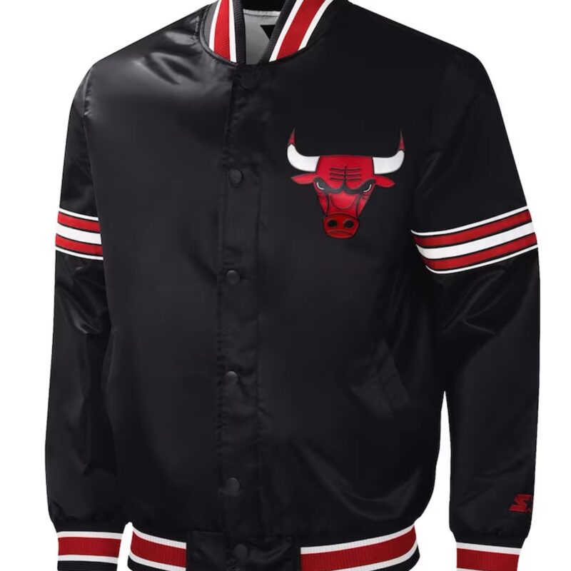 Slider Chicago Bulls Black Varsity Satin Jacket