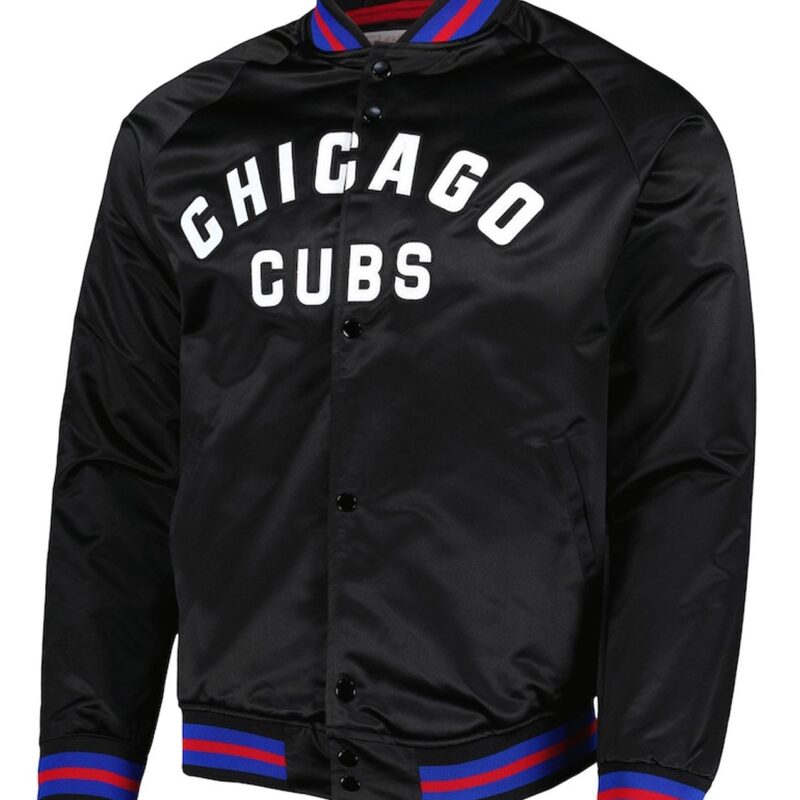 Chicago Cubs Bomber Black Satin Jacket