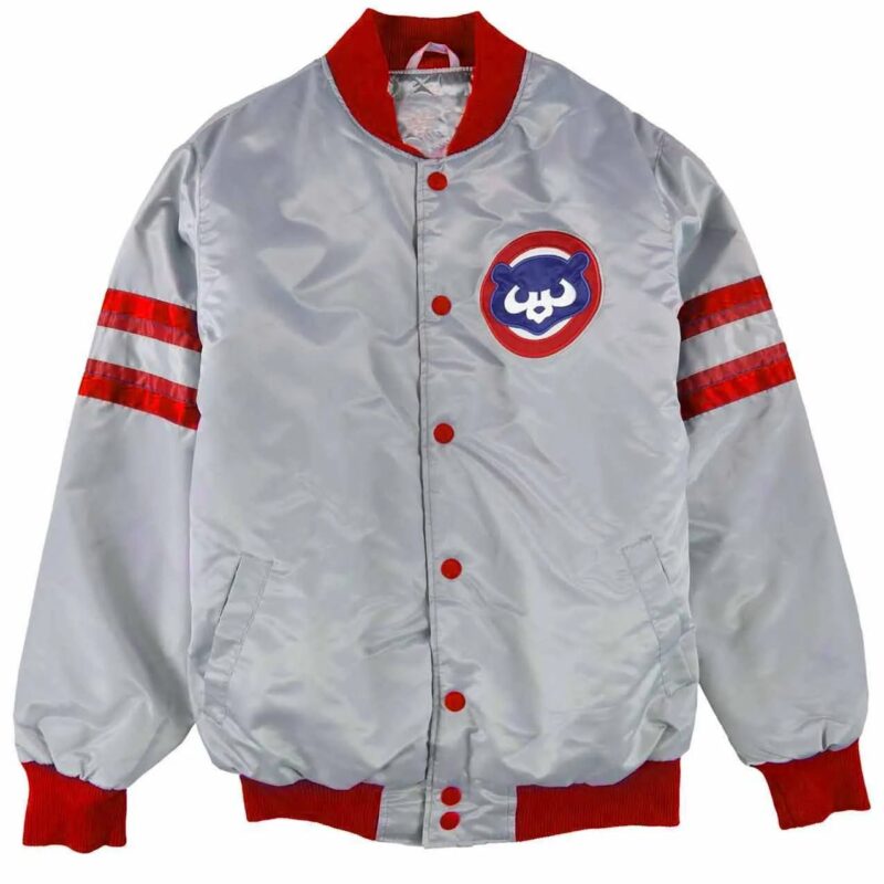 Chicago Cubs Gray Varsity Satin Jacket