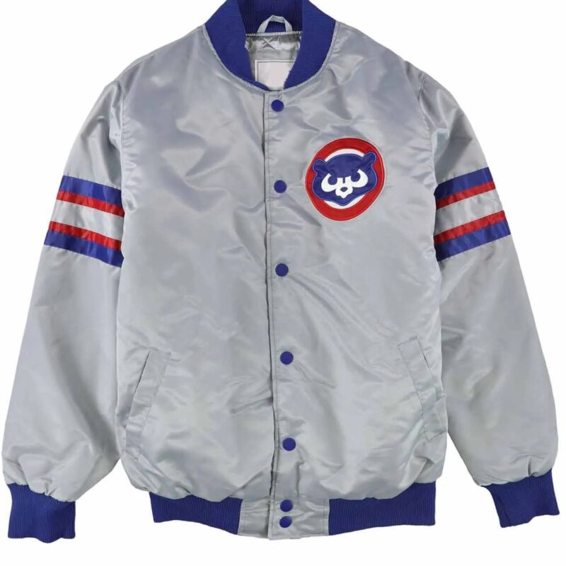 Chicago Cubs Gray Varsity Satin Jacket