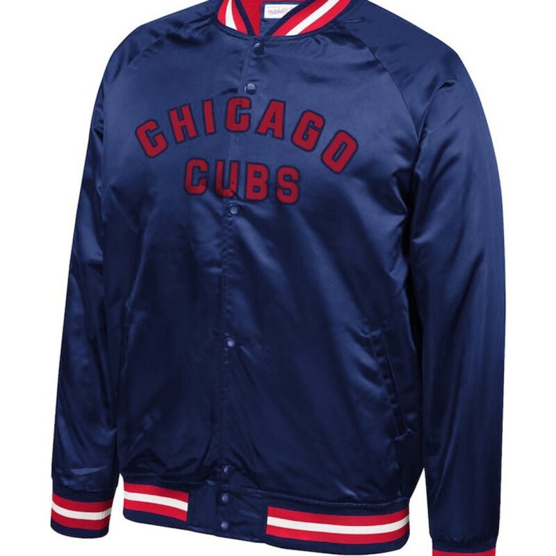 Navy Chicago Cubs Full-Snap Satin Jacket