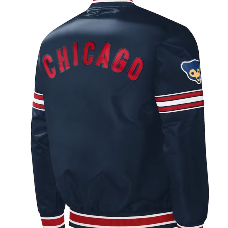 Chicago Cubs Slider Navy Varsity Satin Jacket