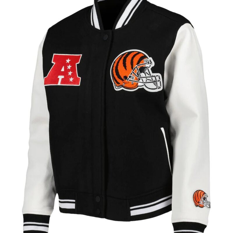 Black/White Cincinnati Bengals Mash Up Varsity Jacket