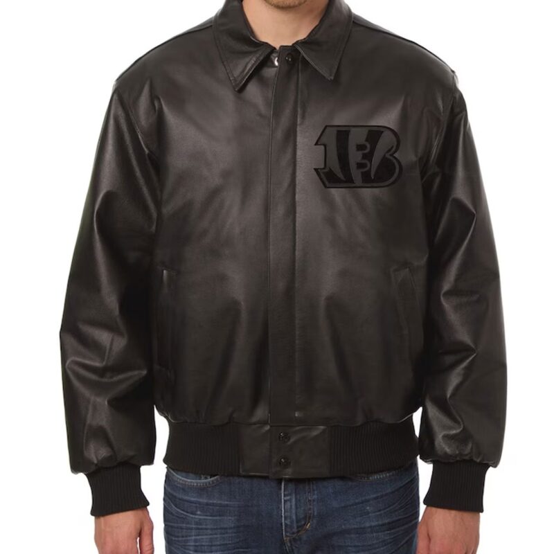 Cincinnati Bengals Black Tonal Leather Jacket