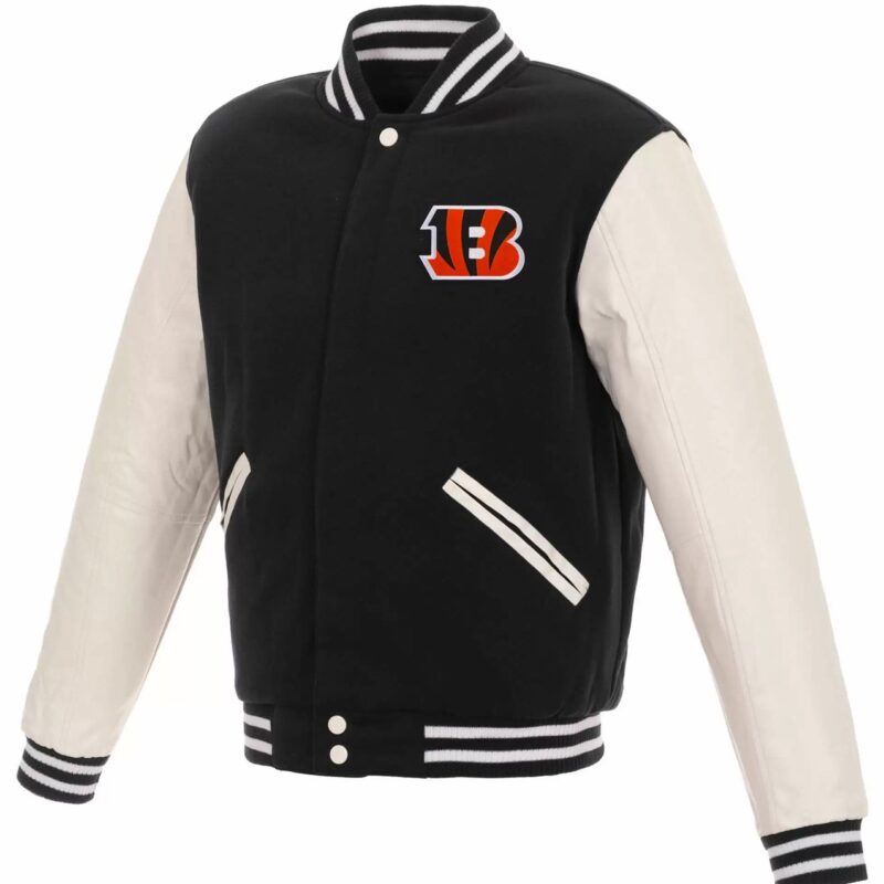 Cincinnati Bengals Letterman Black and White Jacket