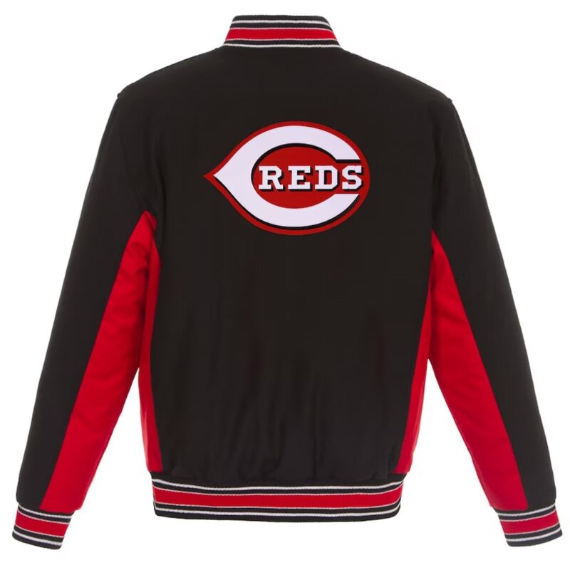 Cincinnati Reds Black and Red Varsity Wool Jacket