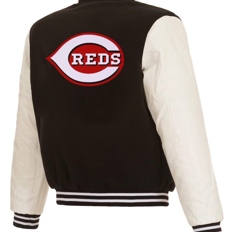 Cincinnati Reds Black and White Varsity Jacket