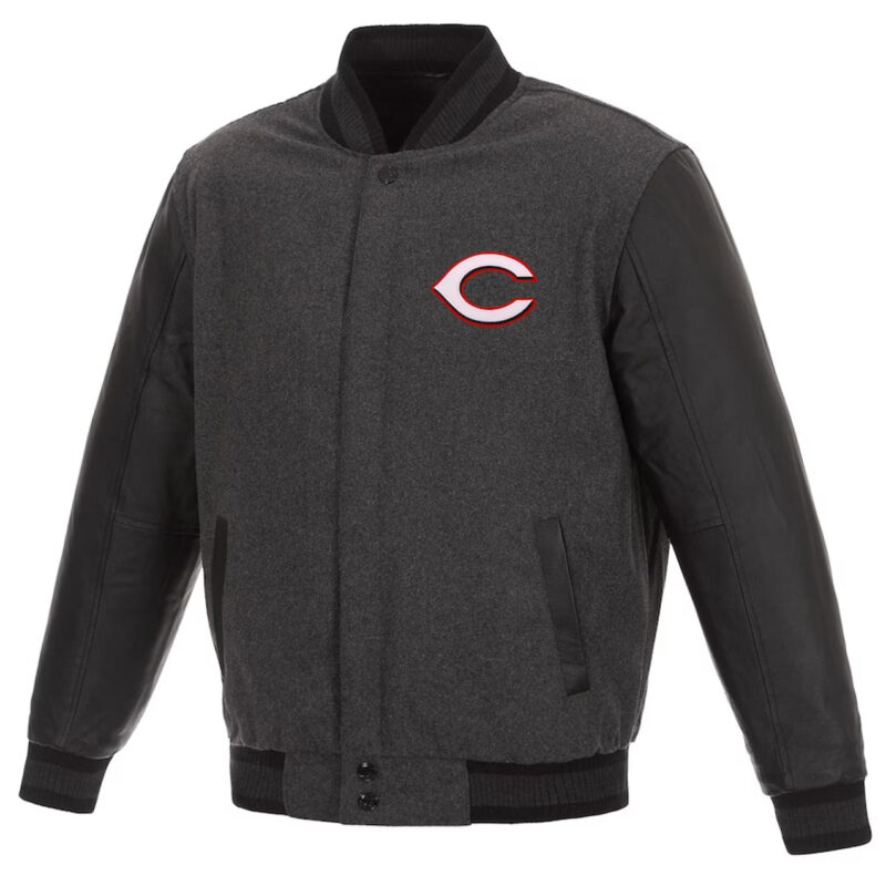Charcoal/Black Cincinnati Reds Varsity Jacket