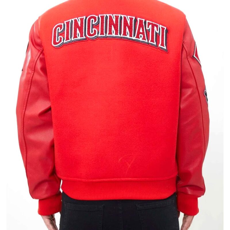 Cincinnati Reds Letterman Red Wool/Leather Jacket