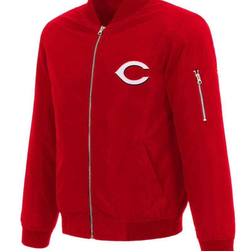 Cincinnati Reds Red Nylon Bomber Jacket
