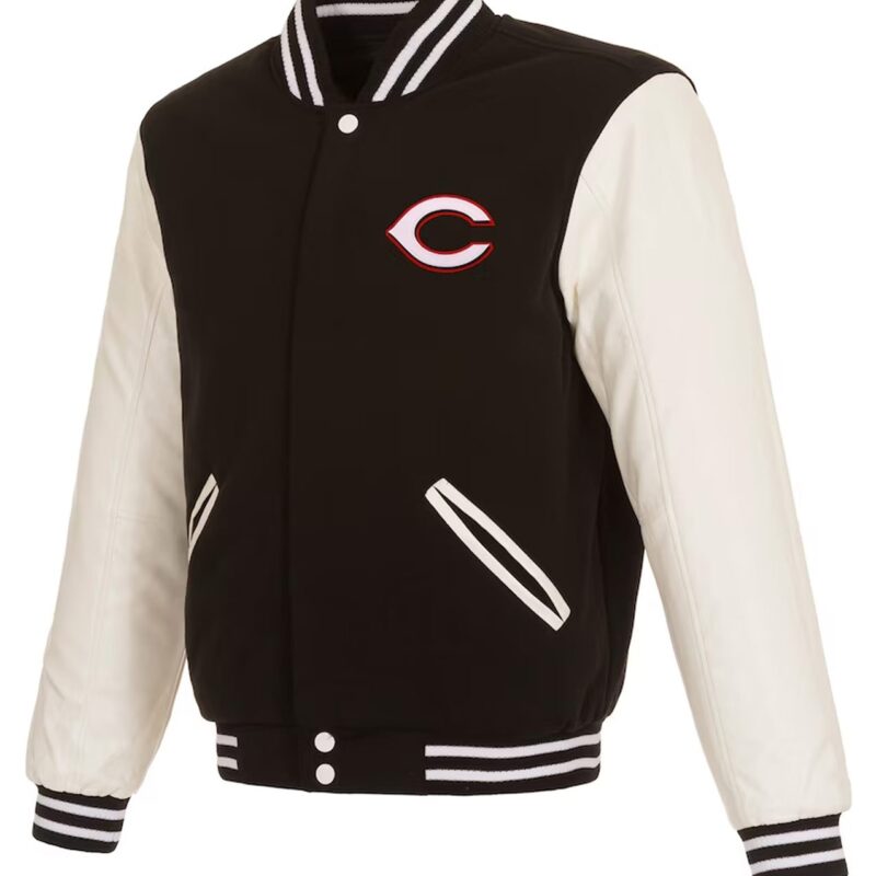 Cincinnati Reds Black and White Varsity Jacket