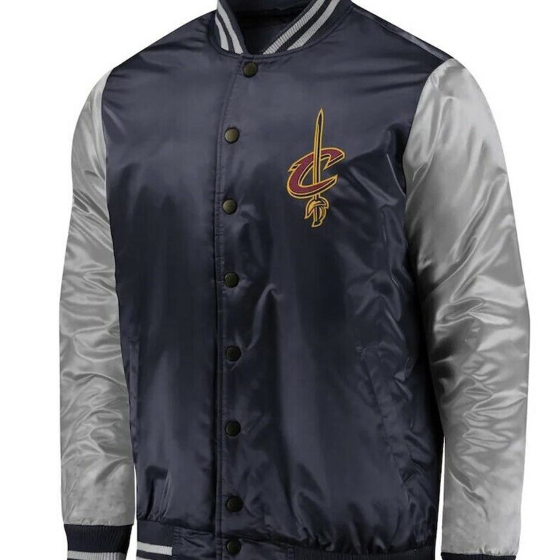 Cleveland Cavaliers Navy and Silver Varsity Satin Jacket