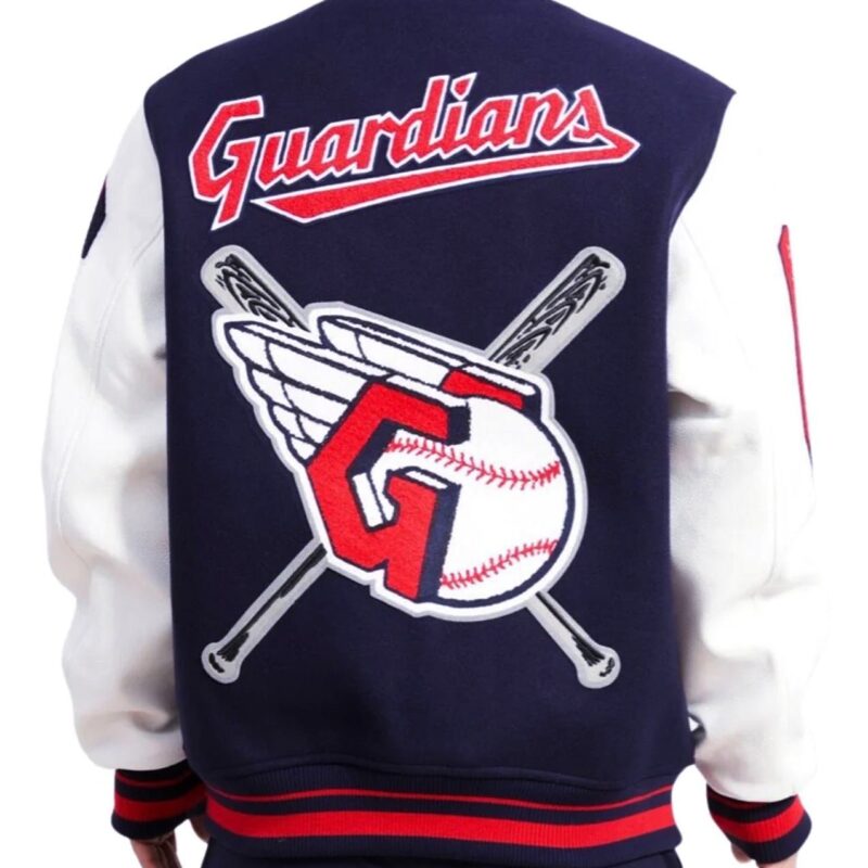 Cleveland Guardians Mash Up Logo Navy Varsity Jacket