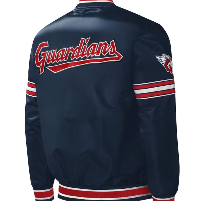 Cleveland Guardians Midfield Navy Varsity Satin Jacket