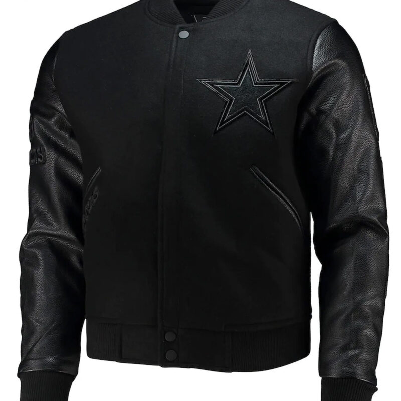 Dallas Cowboys Logo Black Letterman Jacket