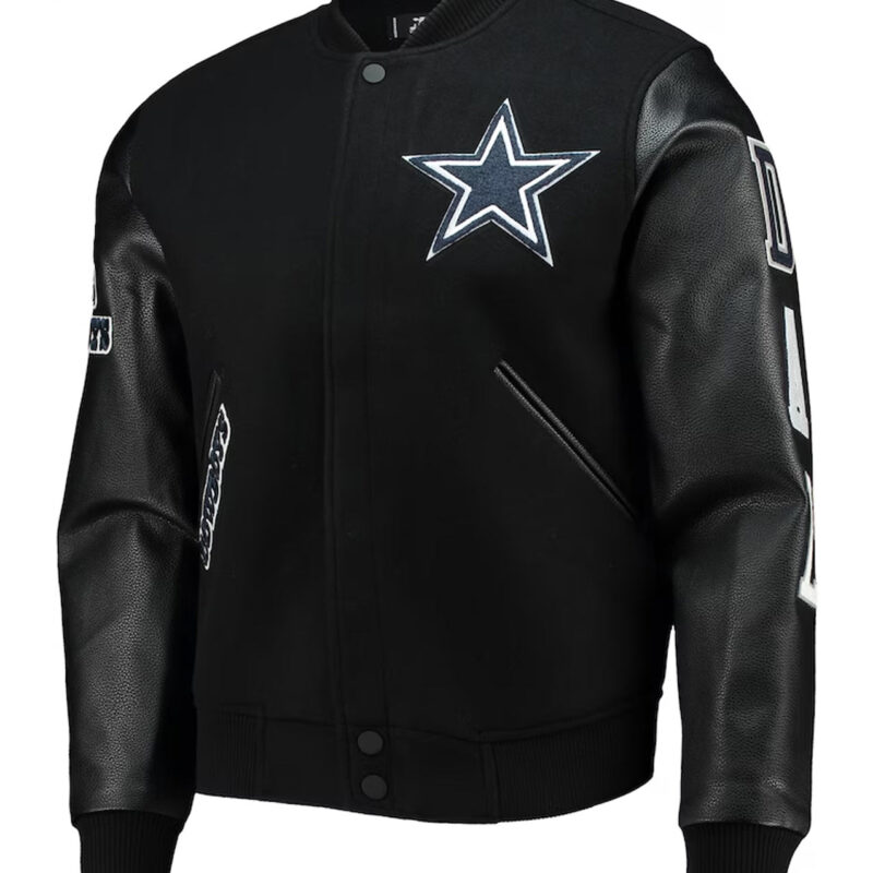 Dallas Cowboys Logo Black Letterman Jacket