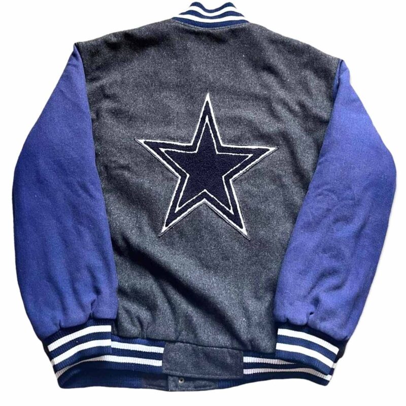 Dallas Cowboys Gray and Blue Letterman Wool Jacket