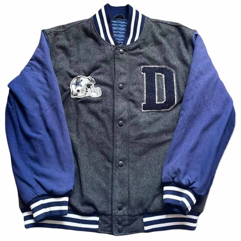 Dallas Cowboys Gray and Blue Letterman Wool Jacket