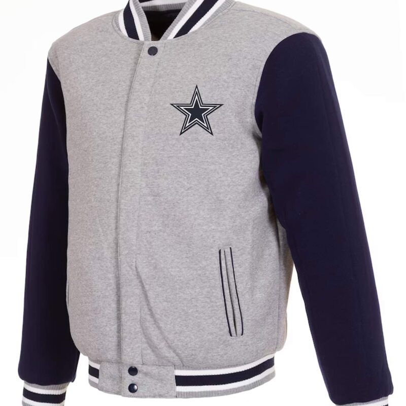 Dallas Cowboys Gray and Navy Varsity Wool Jacket