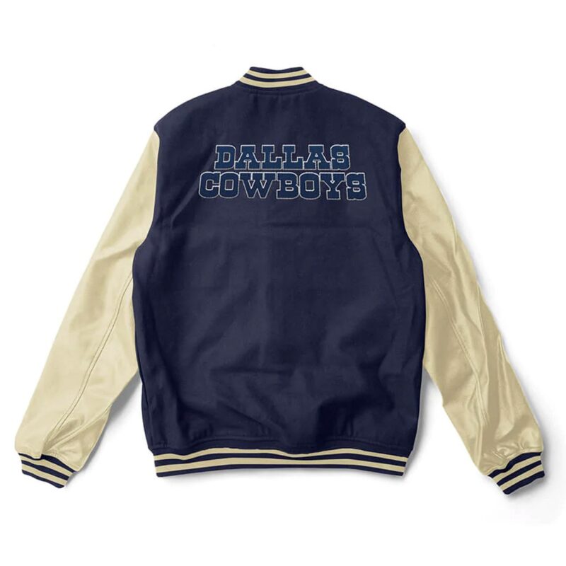 Dallas Cowboys Varsity Cream and Navy Blue Jacket