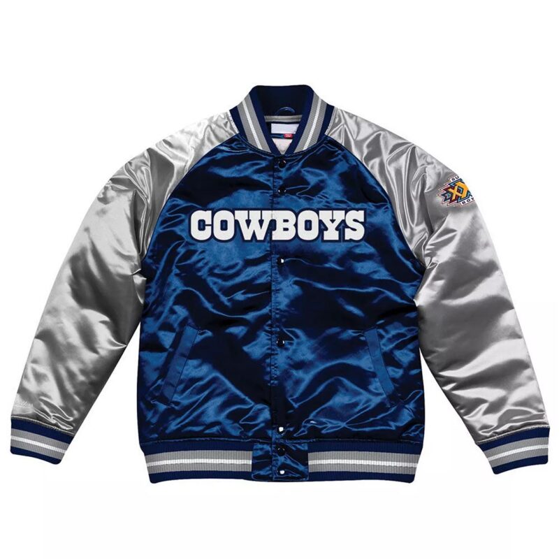 Navy Blue/Silver Dallas Cowboys Satin Jacket