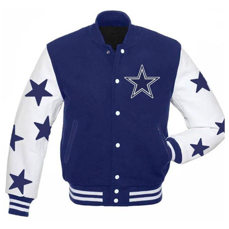 Dallas Cowboys Star Royal Blue and White Varsity Jacket