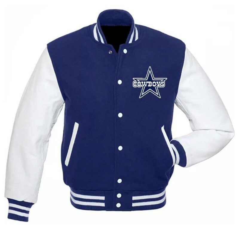 Dallas Cowboys Royal Blue and White Letterman Jacket