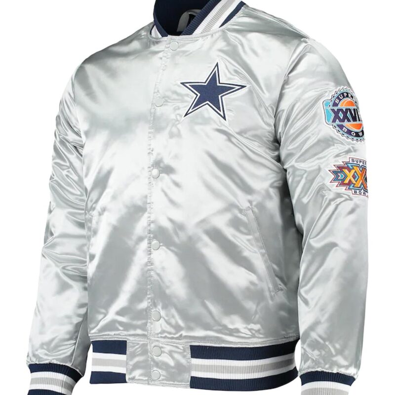 Dallas Cowboys Silver Satin Jacket