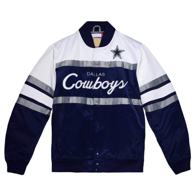 Special Script Dallas Cowboys Navy and White Satin Jacket