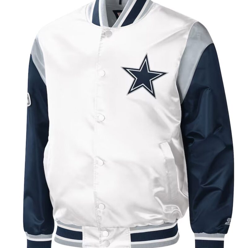 Warm-Up Pitch Dallas Cowboys White and Blue Jacket