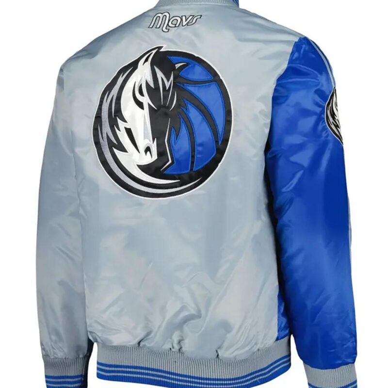 Dallas Mavericks Fast Break Royal and Gray Satin Jacket