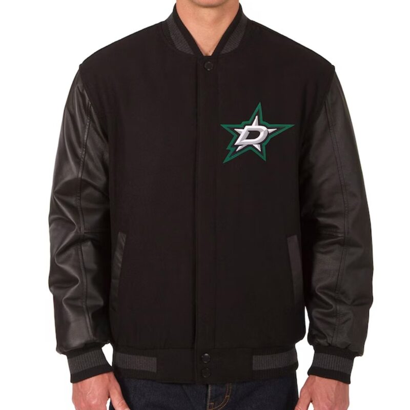 Dallas Stars Varsity Black Wool & Leather Jacket