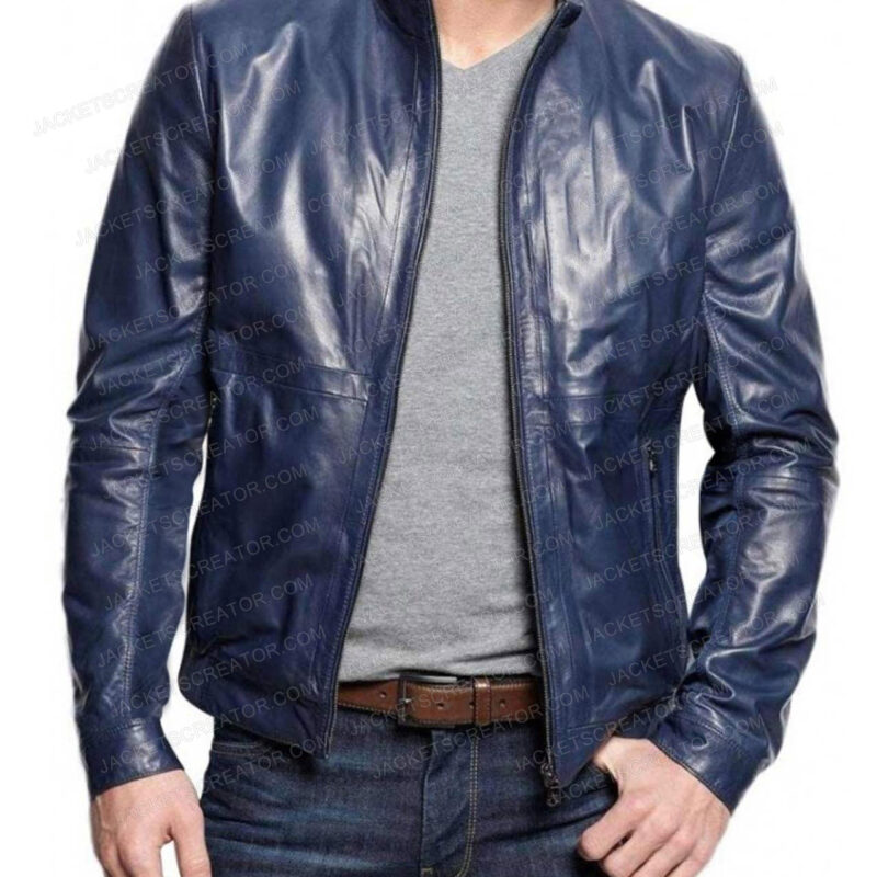 Evil Mike Colter Blue Leather Jacket