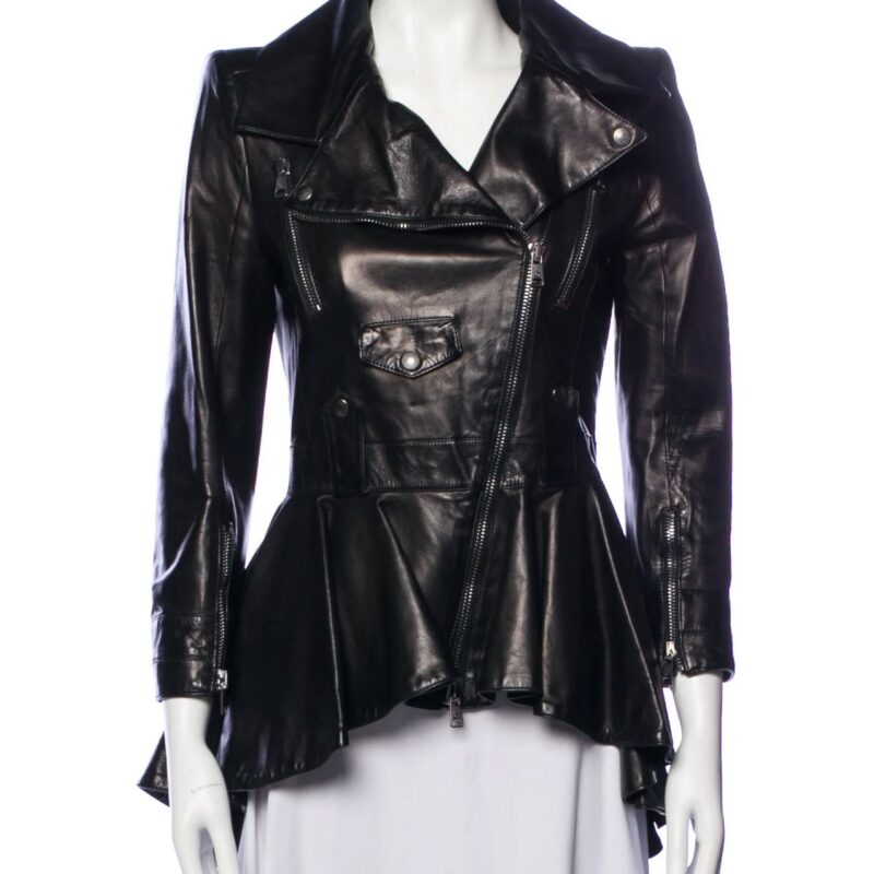 Demi Lovato Good Morning America Peplum Leather Jacket