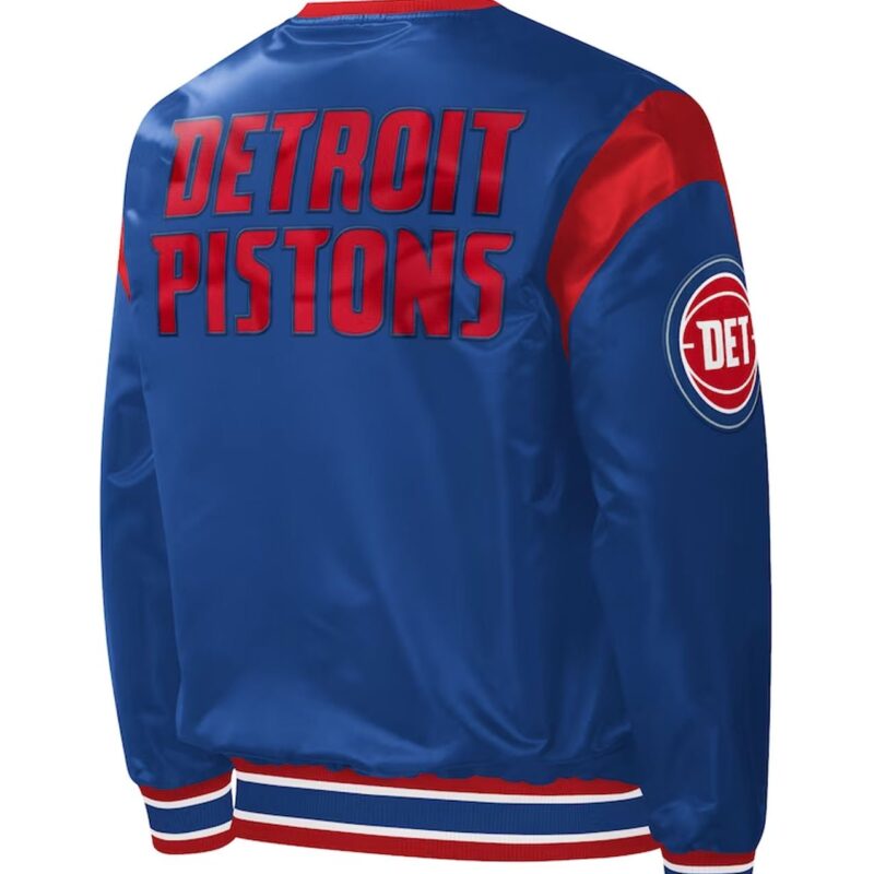 Detroit Pistons Force Play Blue Varsity Satin Jacket