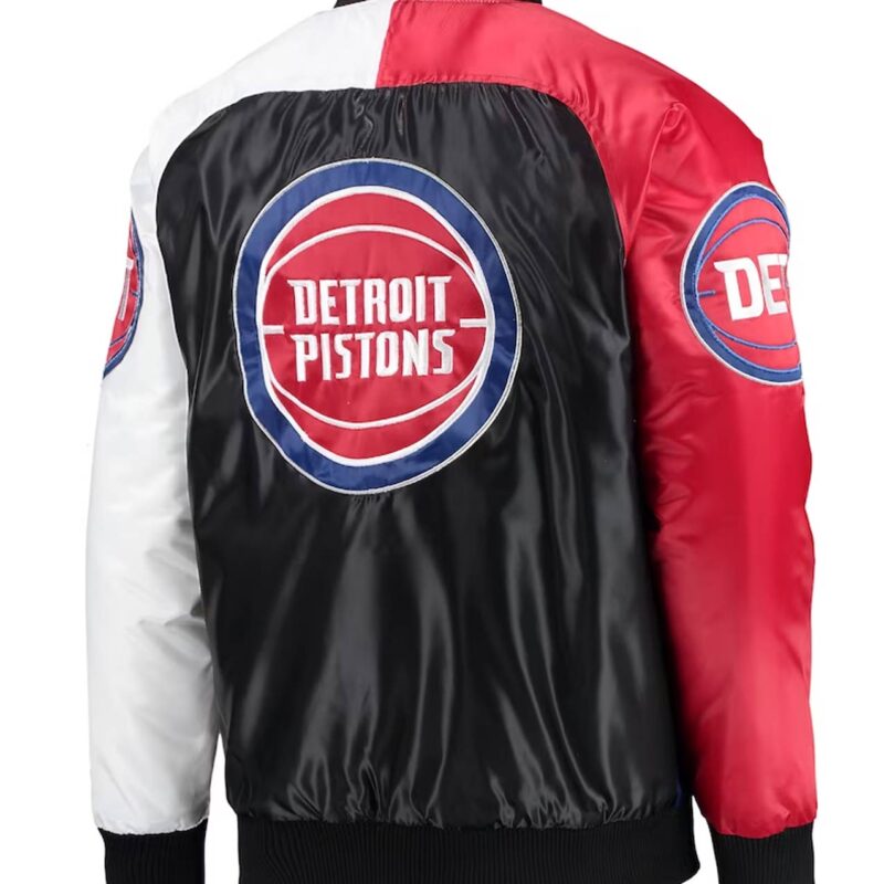 Detroit Pistons Tricolor Remix Satin Jacket
