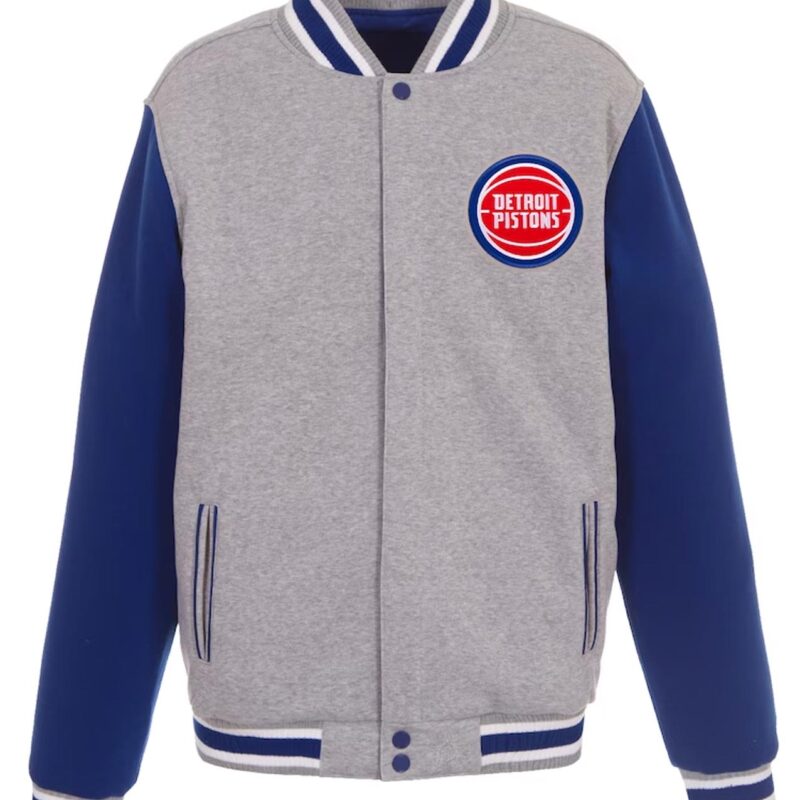 Detroit Pistons Gray and Royal Varsity Wool Jacket