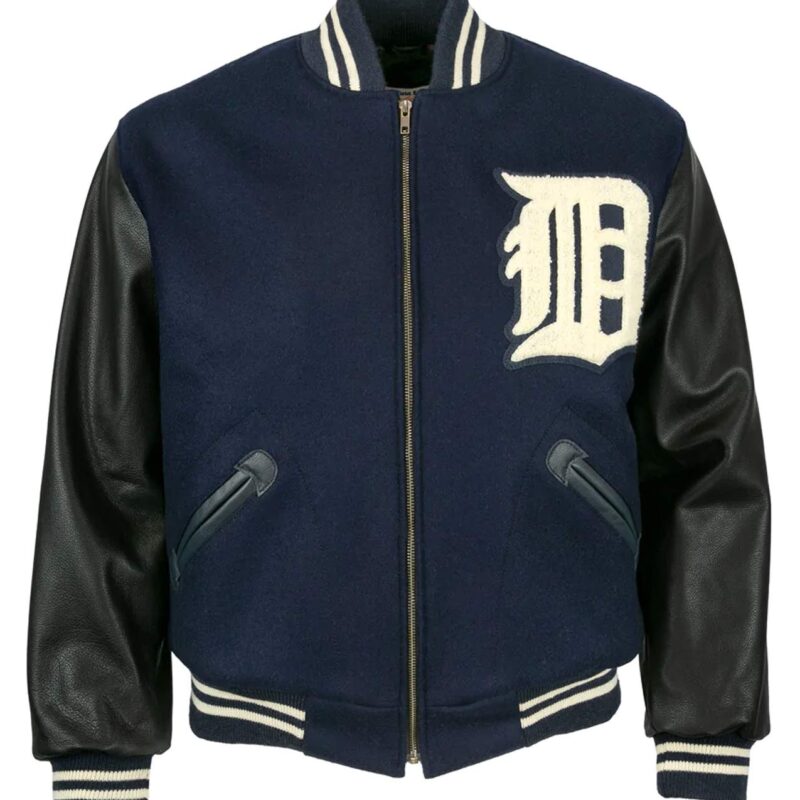 Detroit Tigers 1955 Blue and Black Letterman Jacket