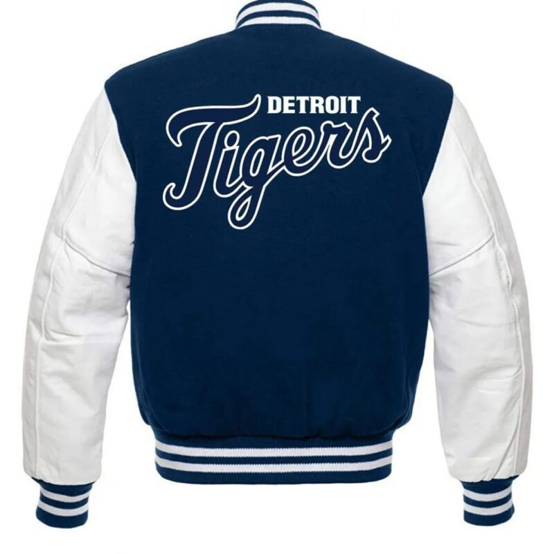 Detroit Tigers Letterman Blue and White Jacket