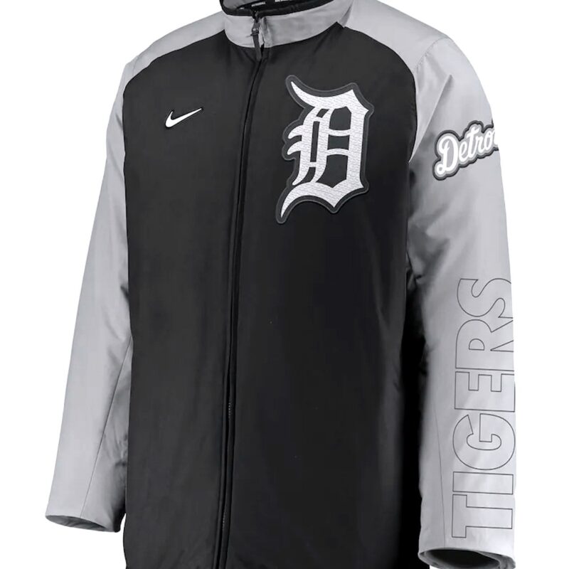 Detroit Tigers Dugout Performance Black and Gray Jacket