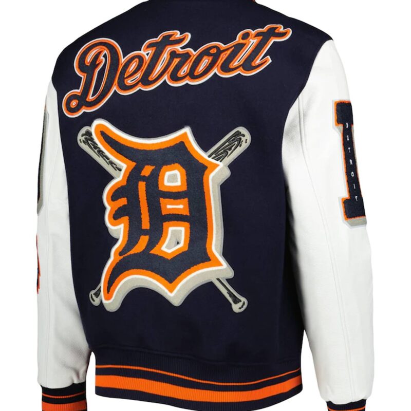 Detroit Tigers Mash Up Navy Blue and White Varsity Jacket