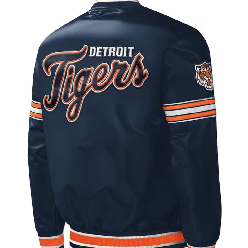 Detroit Tigers Midfield Navy Varsity Satin Jacket