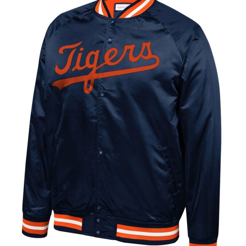 Detroit Tigers Navy Blue Satin Jacket