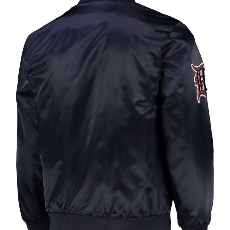 Detroit Tigers Navy Wordmark Satin Jacket